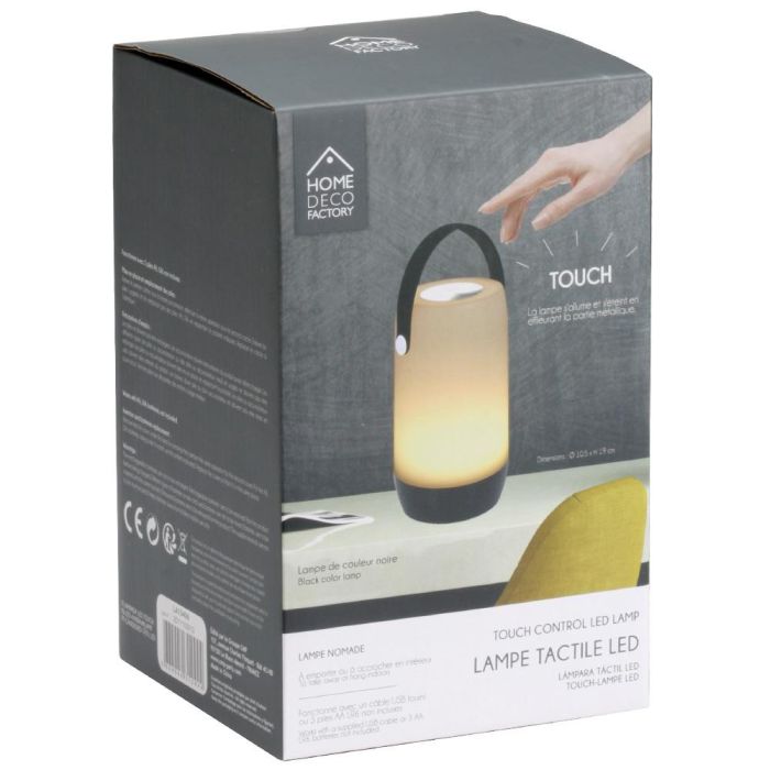 Home Deco Factory Lámpara Led Táctil Negra con Asa Interior y Exterior Portátil 1