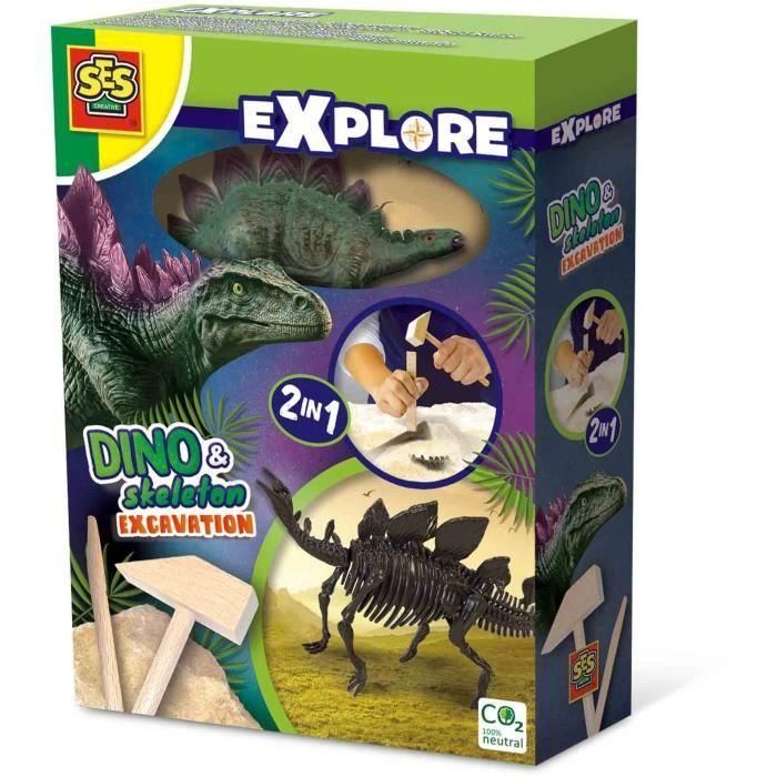 Excavación 2 en 1 de dinosaurios y esqueletos - Stegosaurus - SES CREATIVE Excavación 2 en 1 de dinosaurios y esqueletos - Stegosaurus - SES CREATIVE