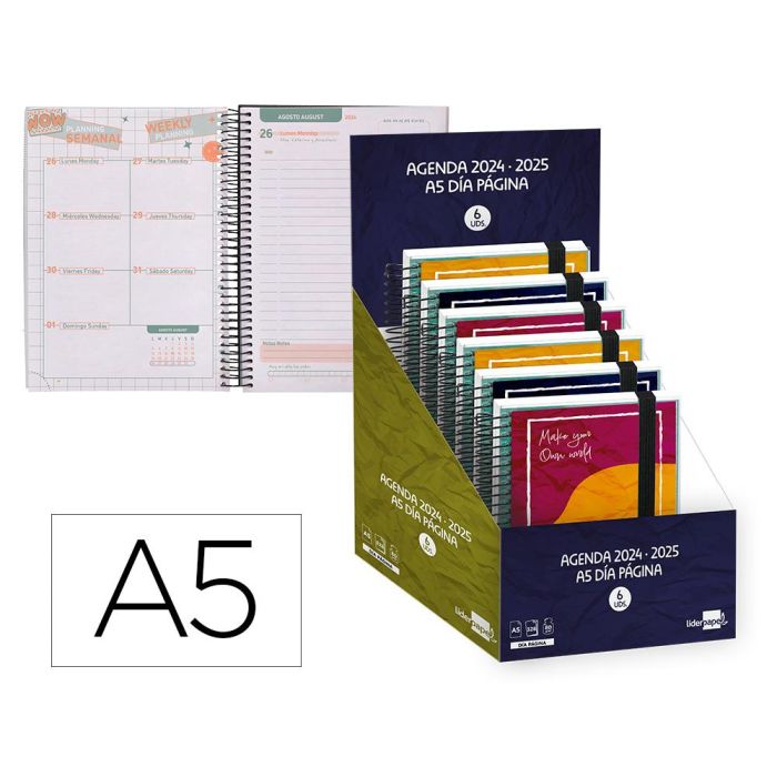 Agenda Escolar Liderpapel Año 24 - 25 Personalizable Surtido Día Página A5