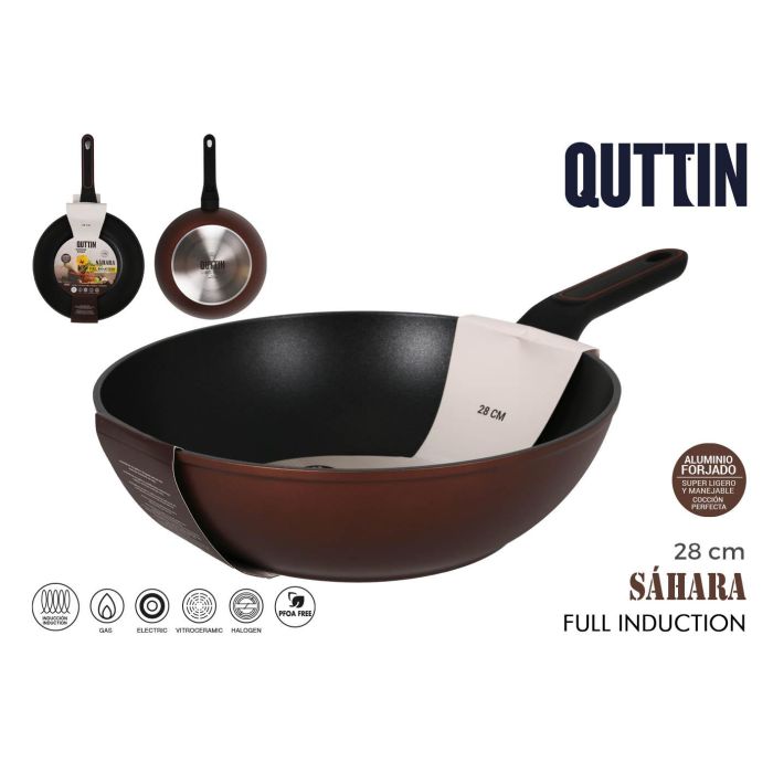 Wok de aluminio forjado 28 cm Full Sahara Quttin (6 Unidades) Wok de aluminio forjado 28 cm Full Sahara Quttin (6 Unidades)
