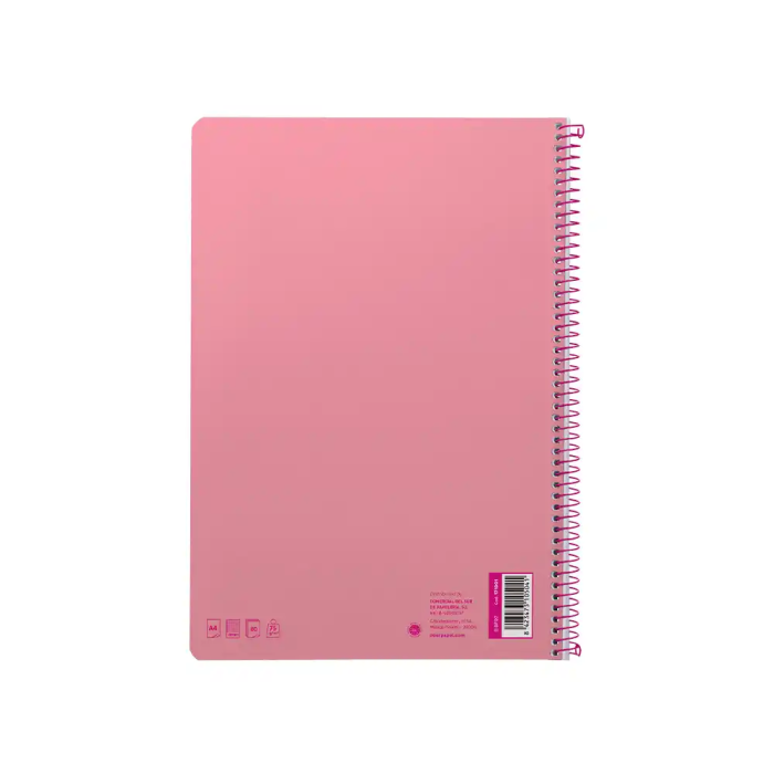 Liderpapel Cuaderno espiral A4 Smart tapa blanda 80 hojas 75gr cuadro 4mm con margen color rosa 2