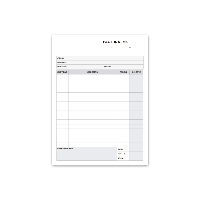Liderpapel T116 Talonario de Facturas Cuarto Original con I.G.I.C. 2
