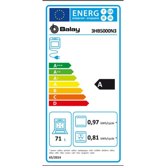 Horno Balay 3HB5000N3 3400 W 71 L 1 Horno Balay 3HB5000N3 3400 W 71 L 1