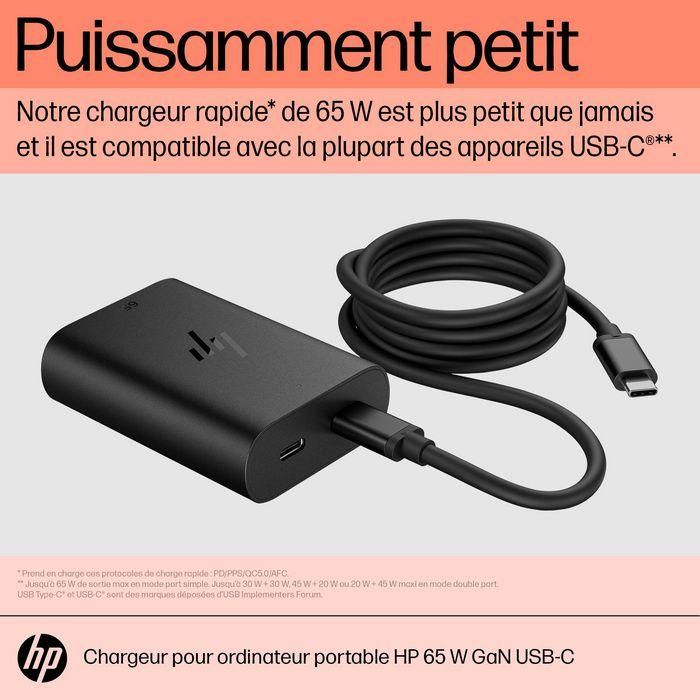 HP Cargador Portátil USB-C 65W GaN Compacto Doble Puerto para Dispositivos USB-C 11