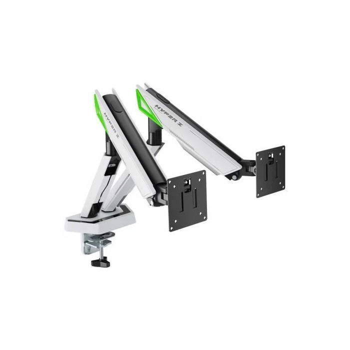 AISENS - SOPORTE DE MESA GAMING CONTRAPESO GIRATORIO E INCLINABLE PARA MONITOR/TV 16KG (3 PIVOTES, 2 BRAZOS) DE 17-38, NEGRO-BLANCO