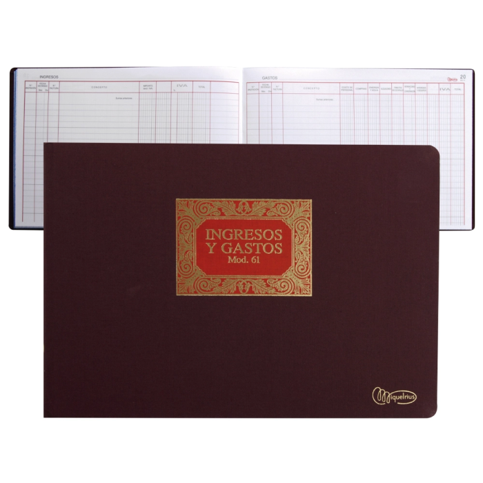 Miquelrius 61 Libro de Contabilidad Folio Apaisado 100 Hojas Ingresos y Gastos 1