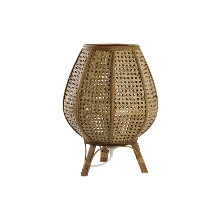 DKD Home Decor Lámpara de Sobremesa Urban de Ratán Marrón 29x40x29 cm, Bombilla E27 50W 220V 2