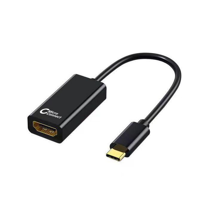 MicroConnect Adaptador USB-C a HDMI 4K@60Hz Delgado 0.15m Negro para Laptop a Monitor Plug & Play