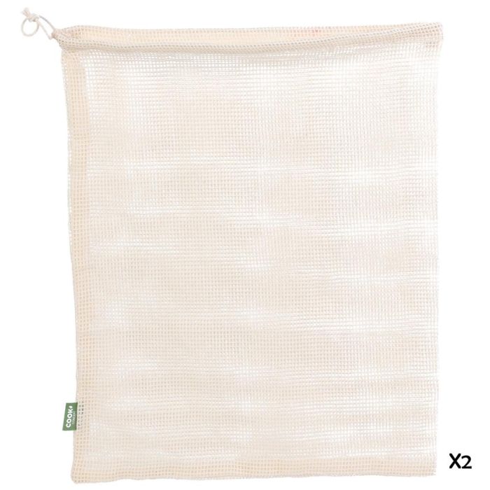 Cook Concept Juego de 2 Bolsas de Malla de Algodón Reutilizables para Frutas y Verduras 2