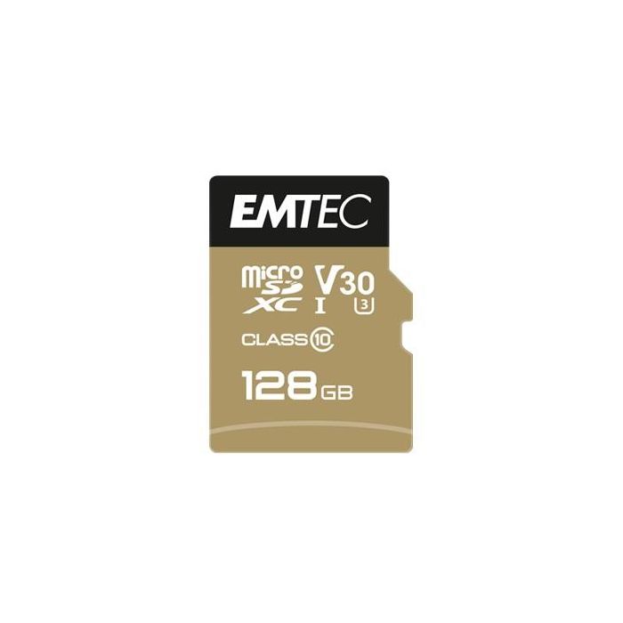 EMTEC m128GB UHS-I U3 V30 A1 SpeedIN Pro Tarjeta de Memoria MicroSDXC con Adaptador