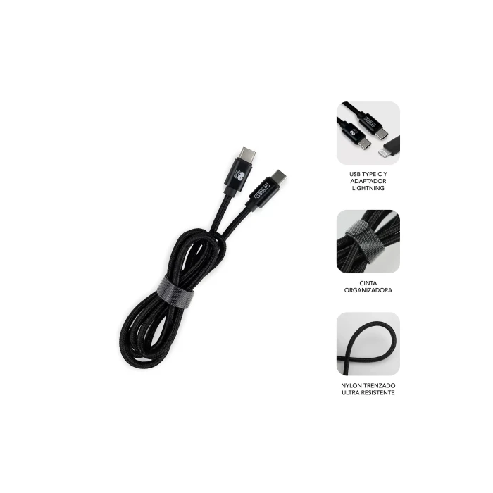 SUBBLIM CARGADOR ULTRA RAPIDO 2xUSB DE PARED PD25W+QC3.0+Cable C to C y lightning Negro 1