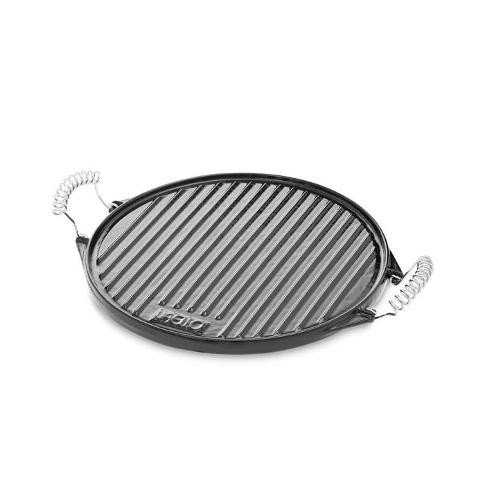 Vaello Plancha Redonda Hierro Esmaltado Ø32 cm, Lisa y Estriada, Apta para Fuego
