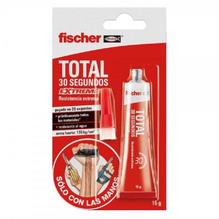 Fischer Adhesivo de Montaje Rápido Total-30 Extreme 15g - Fijación Ultra Fuerte en 30 Segundos
