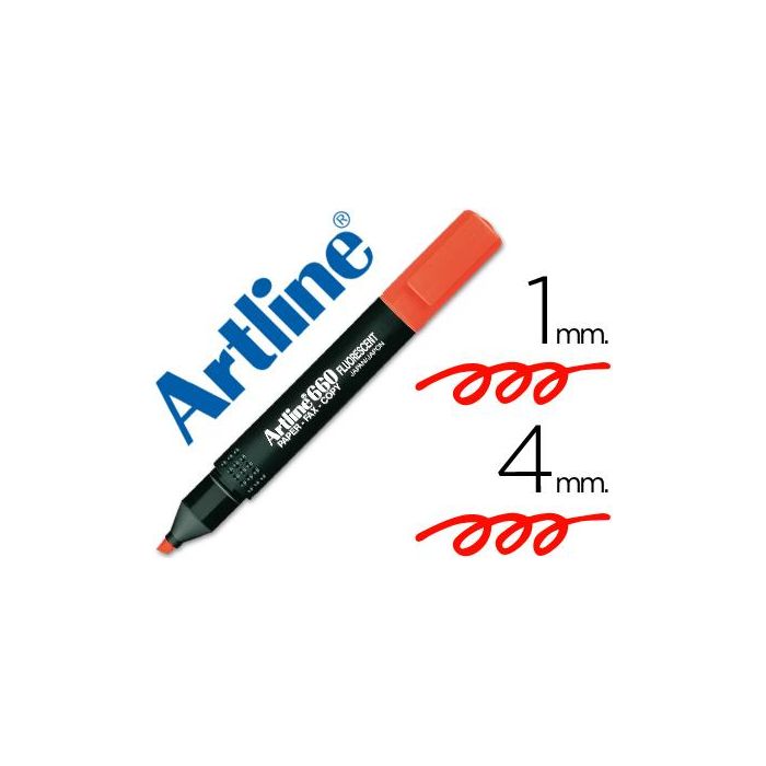 Rotulador Artline Fluorescente Ek-660 Rojo Punta Biselada 12 unidades