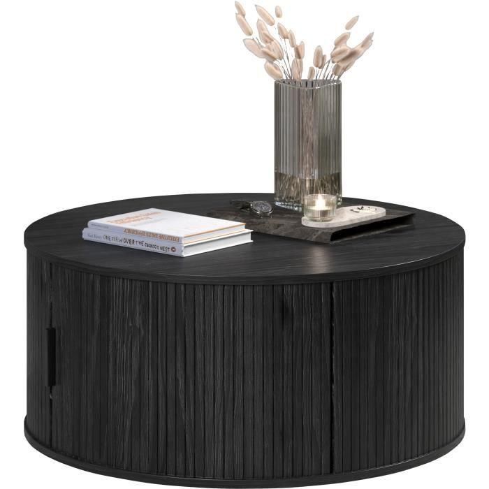 Trendteam RON234311432 Mesa de centro redonda MDF negra Essential Diámetro 80 cm Altura 36 cm 4 Trendteam RON234311432 Mesa de centro redonda MDF negra Essential Diámetro 80 cm Altura 36 cm 4