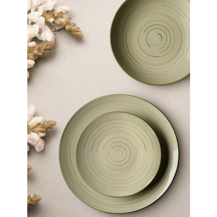 Set Vajilla 18 Pcs Espiral Verde Oliva Vessia 34X28CM (2 Unidades) 2 Set Vajilla 18 Pcs Espiral Verde Oliva Vessia 34X28CM (2 Unidades) 2
