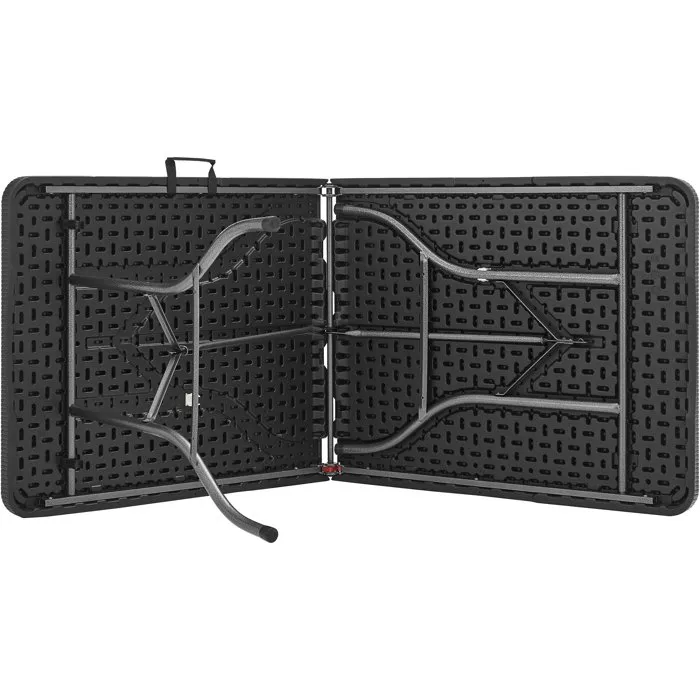Mesa de Recepción Plegable para 8 Personas 180x74x73.5cm Negro Estructura Acero Tapa Polietileno Imitación Resina 3