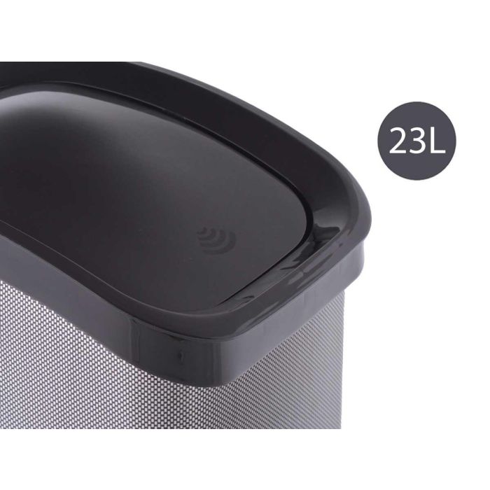 Papelera de plástico basculante fibra carbono 23L Berilo 27x43x34 cm gris oscuro (6 Unidades) 3