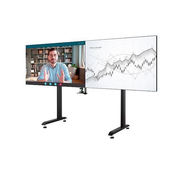 B-Tech BT8528 Soporte de Suelo Premium para Doble Pantalla XXL, Videoconferencia, VESA 1000x800, con Gestión de Cables y Ajustable 5