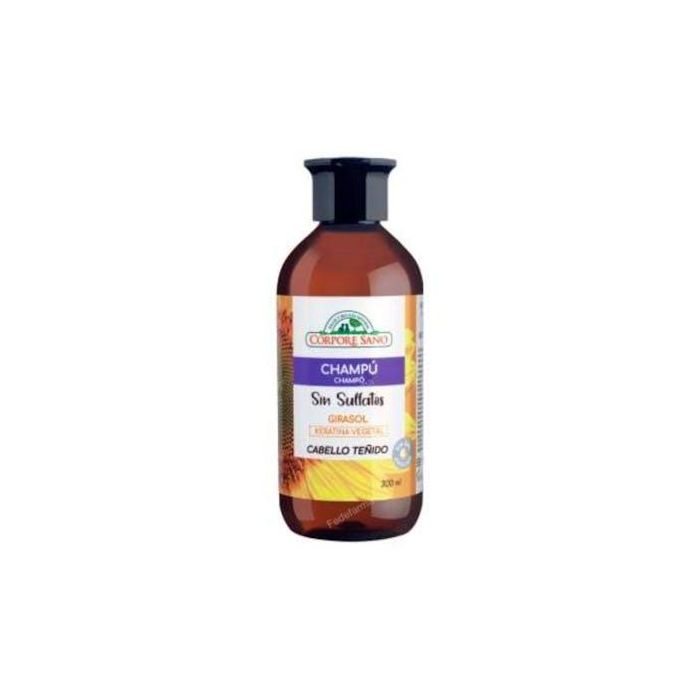 CORPORE SANO Champú Girasol y Keratina Sin Sulfatos, Protege Color, para Cabello Teñido y Natural, 300ml