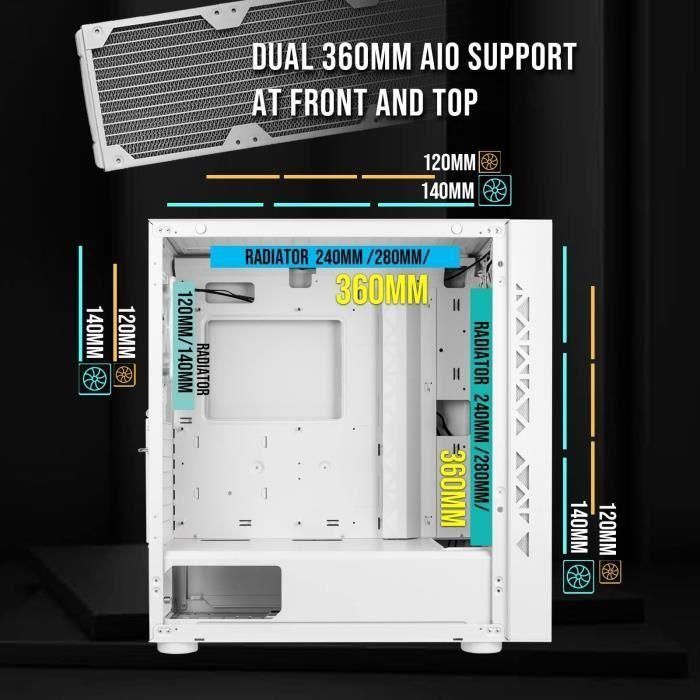 Caja de PC sin fuente de alimentación - BITFENIX Tracery ARGB (Blanco) - Torre media - Formato E-ATX 2