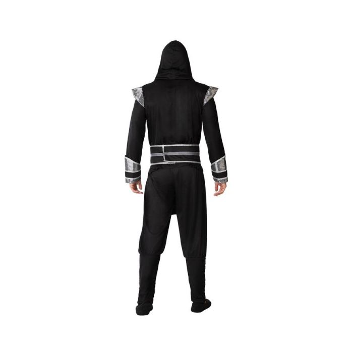 Disfraz Ninja Negro Adulto Plateado M-L 2
