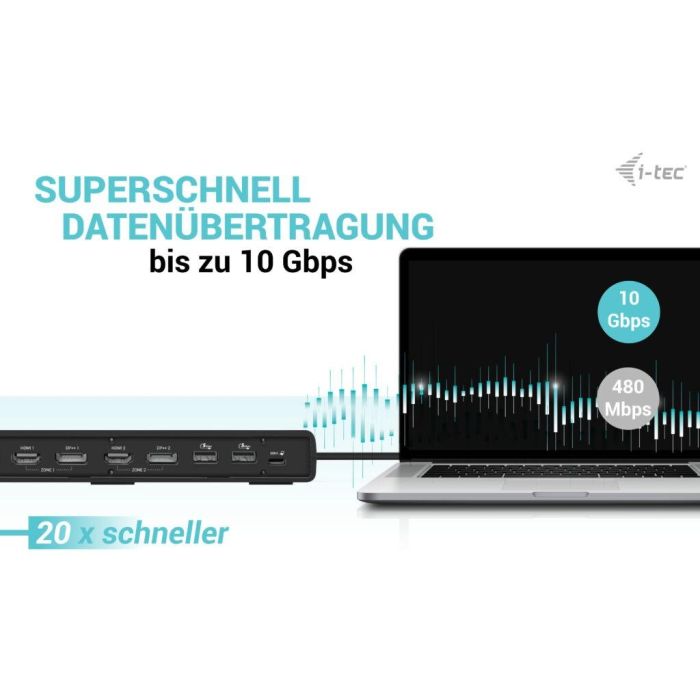 I-Tec Docking Station USB C Dual Display, Power Delivery 100W, Soporte 2 Pantallas, USB 3.2 Gen 1 Type-C, Negro 9