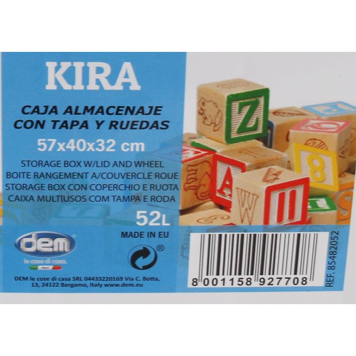 Dem Caja Almacenaje Kira con Tapa y Ruedas 52L - 57x40x32 cm 4 Dem Caja Almacenaje Kira con Tapa y Ruedas 52L - 57x40x32 cm 4