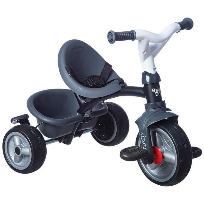 Smoby - Triciclo Baby Driver Plus Gris - Bicicleta Evolutiva Infantil desde 10 Meses - Ruedas Silenciosas - Freno de Estacionamiento 1