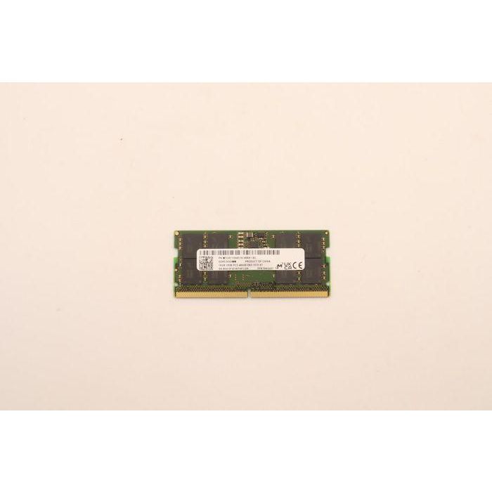 Lenovo SODIMM memory module, 16GB capacity, DDR5 type, 4800MHz speed, 262-pin form factor, designed for Lenovo systems. 1 Lenovo SODIMM memory module, 16GB capacity, DDR5 type, 4800MHz speed, 262-pin form factor, designed for Lenovo systems. 1