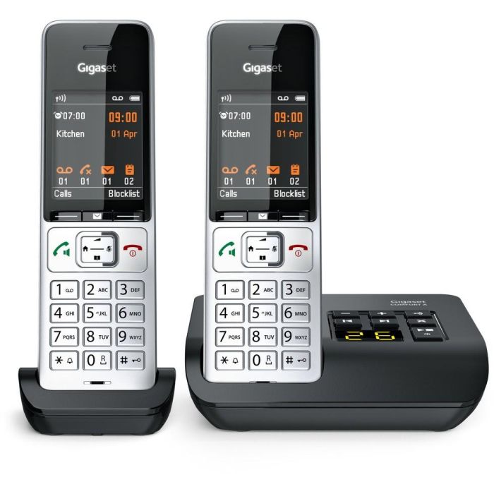Gigaset COMFORT 500A duo Teléfono DECT/analógico con contestador automático, manos libres e identificador de llamadas, Negro/Plata 19
