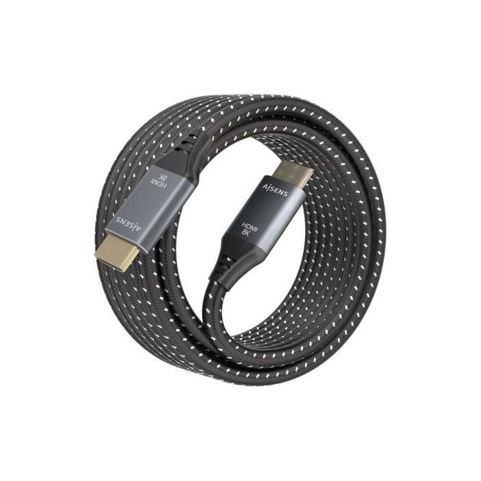 AISENS - CABLE HDMI V2.1 ULTRA ALTA VELOCIDAD / HEC 8K@60HZ 48GBPS, A/M-A/M, GRIS/NEGRO, 5.0M
