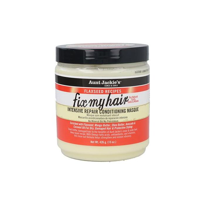 Aunt Jackie's Mascarilla Reparadora Intensiva Flaxseed Recipes con Linaza, Aguacate y Coco para Cabello Dañado y Rizado 426g