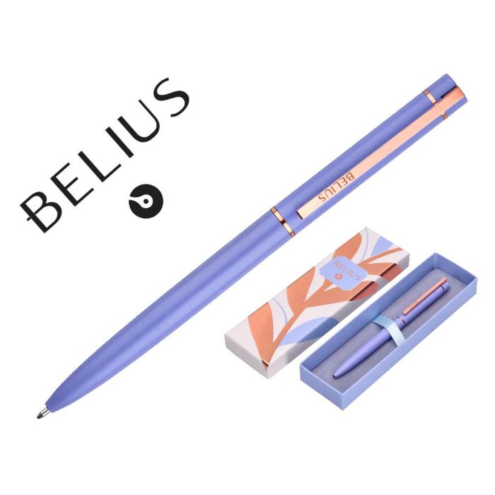 Boligrafo Belius Rose Aluminio Color Lavanda-Oro Rosa Tinta Azul Caja De Diseño