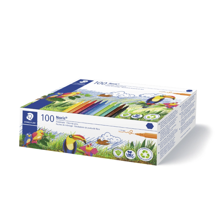 Staedtler Rotulador Noris 326 School Pack 100 Unidades Colores Surtidos Punta Fina Tinta Antiseado Cuerpo Reciclado 1