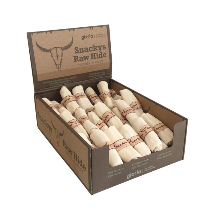 Snackys Rawhide Masticable para Perro Rollo de Piel de Vacuno 100% Natural Digerible, Fortalece Encías, 12-15 cm, 50 Unidades 0 Snackys Rawhide Masticable para Perro Rollo de Piel de Vacuno 100% Natural Digerible, Fortalece Encías, 12-15 cm, 50 Unidades 0
