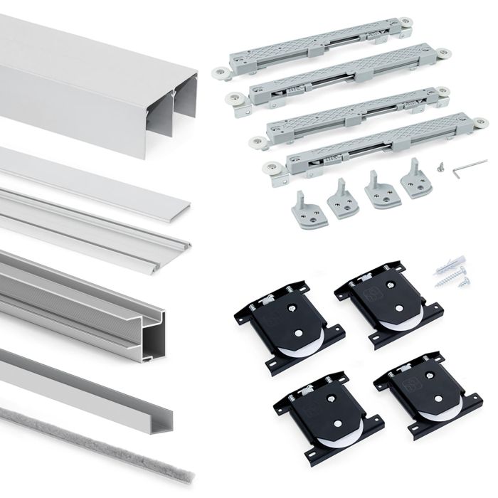 Emuca Kit de herrajes para armario de 2 puertas correderas y cierre suave Placard 81, perfil Deep, espesor 18mm, tableros no incluidos, Anodizado mate 2