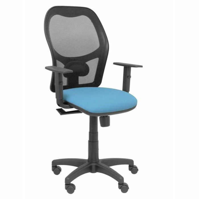 PIQUERAS Y CRESPO Silla Alocen malla negra asiento bali azul cielo brazos regulables PIQUERAS Y CRESPO Silla Alocen malla negra asiento bali azul cielo brazos regulables