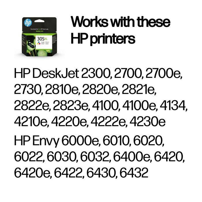 HP 305XL Cartucho de Tinta Original Tricolor de Alto Rendimiento, Ideal para Impresión de Documentos y Fotos a Color de Calidad Profesional. 1