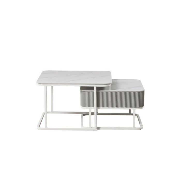 Mesa Centro Glam DKD Home Decor Blanco 70 x 45 x 70 cm Set de 2 2