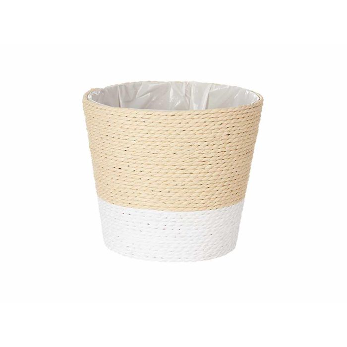 Ibergarden Macetero Cuadrado de Cuerda y Plástico para Plantas, 16x16x14.5 cm, Blanco Natural (24 Unidades) 1