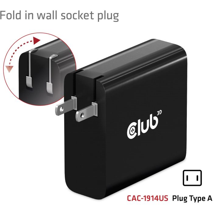 Club3D Ladegerät 1xUSB Typ C PD 140W. GaN retail 6