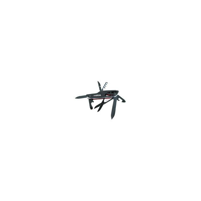 Ratio Navaja Multiusos Sport 7 Funciones, Acero Inoxidable, con Funda de Nylon