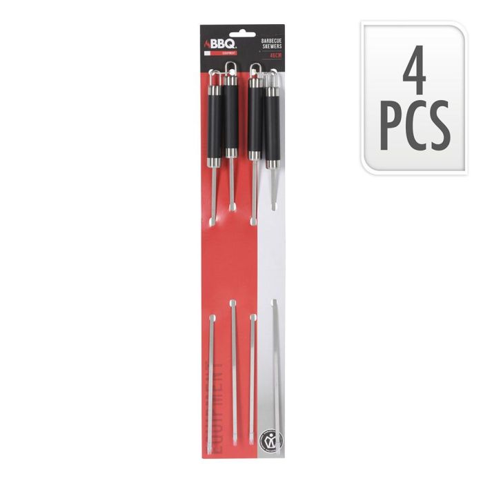 Bbq Collection Pack de 4 brochetas de acero inoxidable Largo 46,5 cm para barbacoa 1