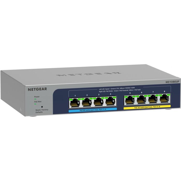 NETGEAR Switch MS108EUP 8 Puertos GE PoE++ 2.5G Gestionado L2/L3 2
