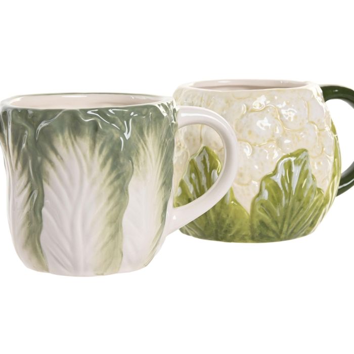 Mug Mediterraneo DKD Home Decor Verde Blanco 12 x 9.5 x 15 cm (4 Unidades) 1
