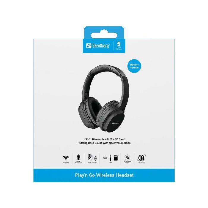 Sandberg Play'n Go Auriculares Inalámbricos Bluetooth con Micrófono y Controles de Pista y Volumen para Móvil y Tablet 2
