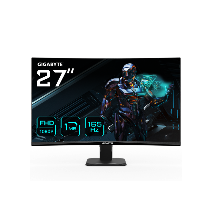 GIGABYTE Monitor de juego GS27F 27" FHD - 1920 x 1080 (FHD), 165Hz, 1ms, 300 cd/m², FreeSync Premium, compatible con HDR, HDMI 2.0, DisplayPort 1.4