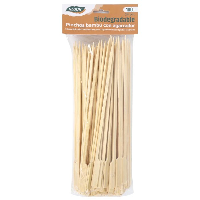 Set de 100 pinchos de bambú agarrador 24 cm Algon (12 Cajas) 1 Set de 100 pinchos de bambú agarrador 24 cm Algon (12 Cajas) 1