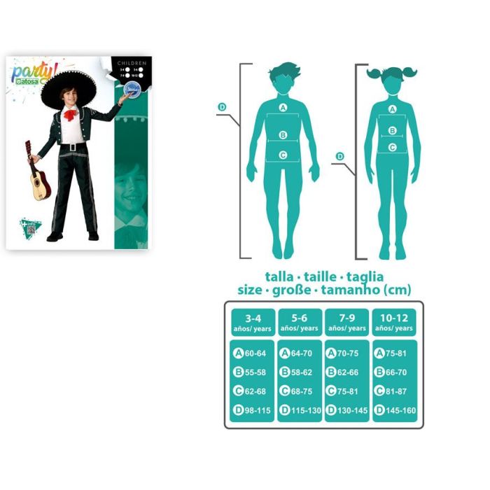 Disfraz Mariachi Traje Negro Niño Infantil 10-12 Años 3